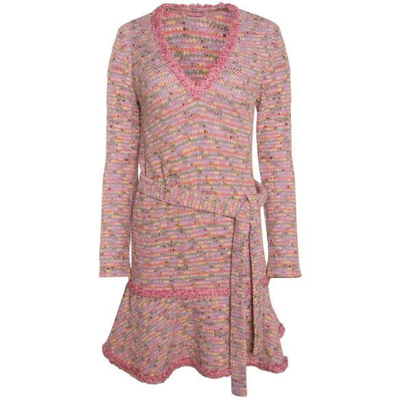 Alexis Elouise Cherry Blossom Tweed Mini Dress Belted Size Large NWT - Picture 12 of 12